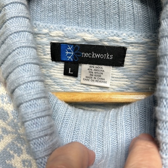 Neckworks  pullover 50 wool 40angora spring colors geometric design NWT. - Picture 14 of 17